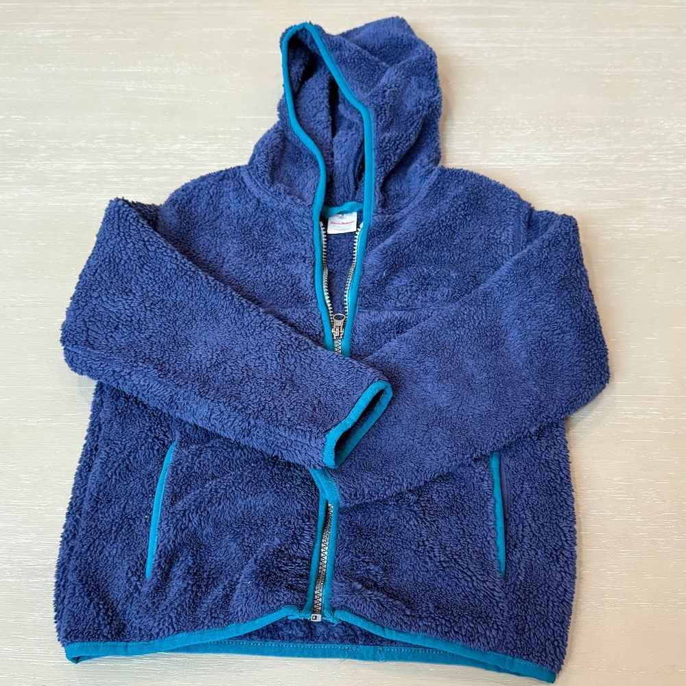 Kids Hanna Andersson Marshmallow zip up hoodie | size 6-7 | blue